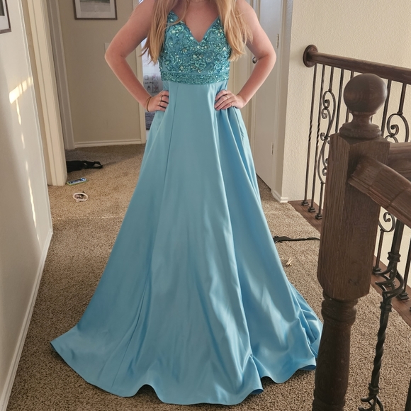 Turquoise pageant gown - Picture 2 of 11